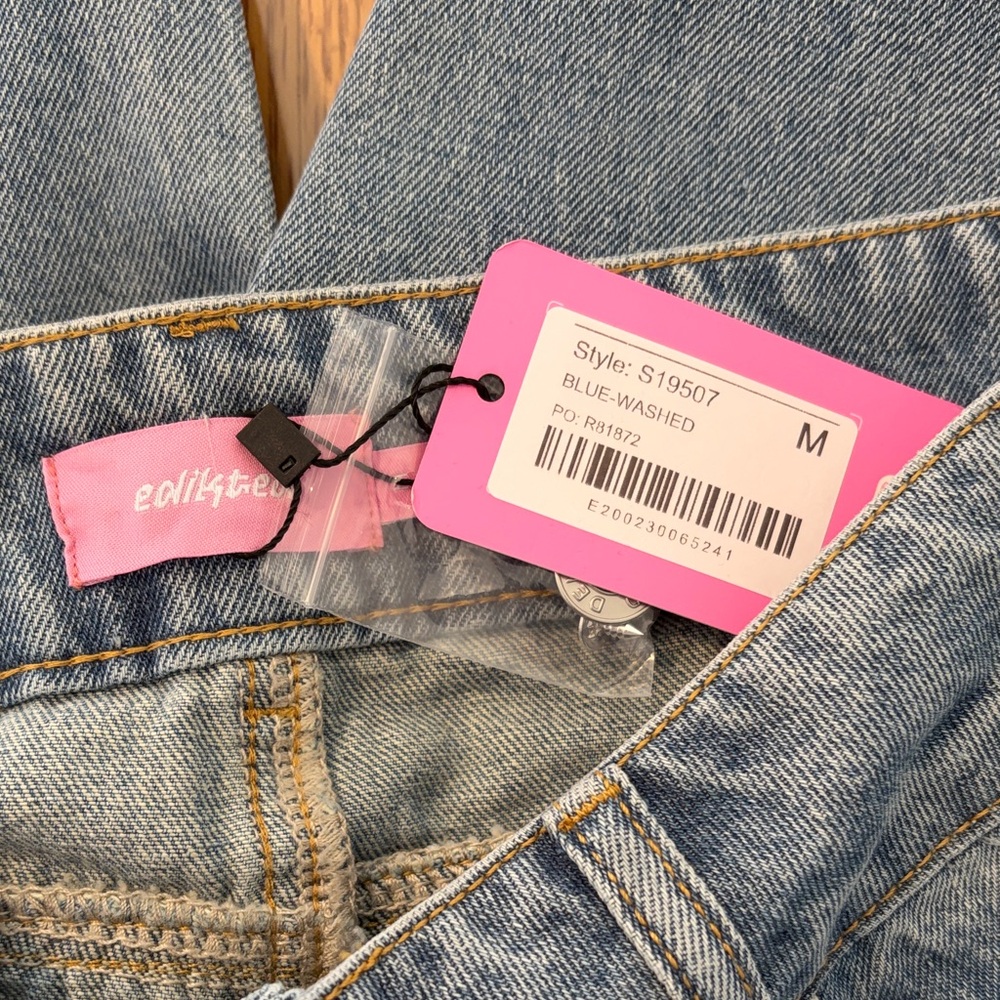Edikted Style S19507 Blue Flare Jeans with Lace Detailing Size Medium - Picture 6 of 6